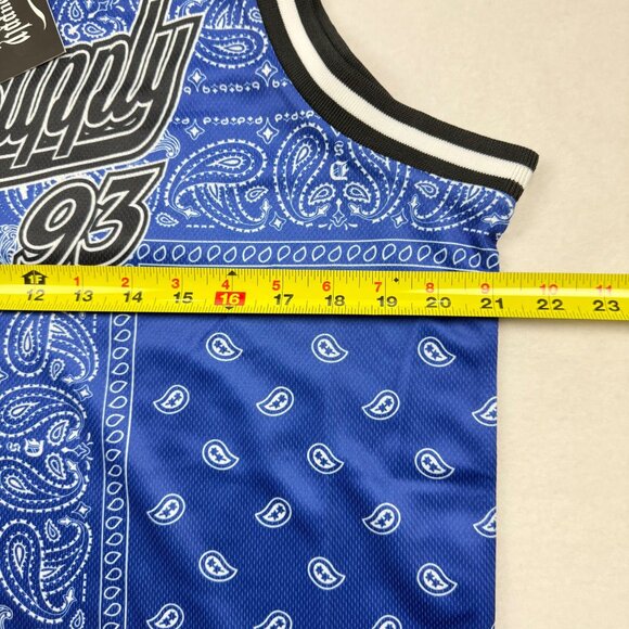 NWT Dogg Supply Men's Royal Blue Mesh Bandana Basketball Jersey Tank Size Medium - Picture 7 of 8